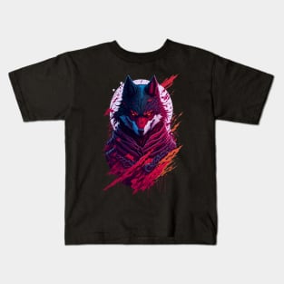 FACE EVIL NINJA WOLF Kids T-Shirt